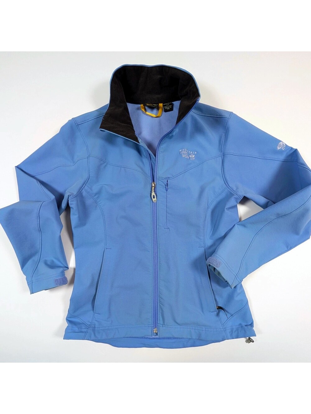 Mountain Hardwear Womens M Blue Softshell Jacket Fleece Collar Zip Pockets